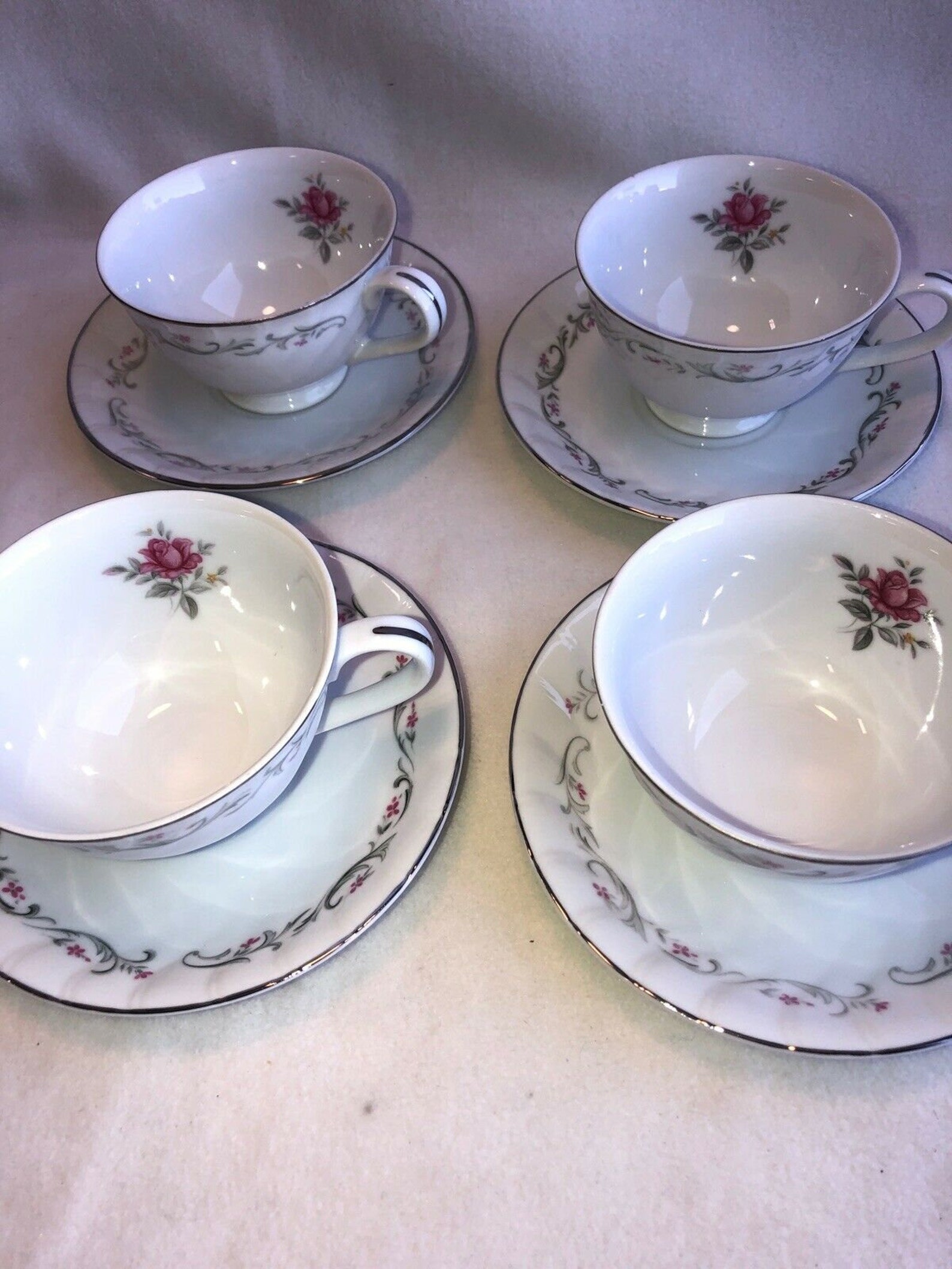 Royal Swirl by Fine China of Japan Set of 4 Cups and Saucers Etsy UK