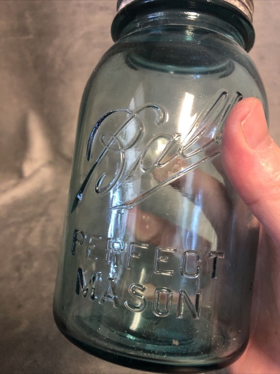 Vintage Blue Ball Perfect Mason Jar With Zinc Lid 7.5 Marked Etsy