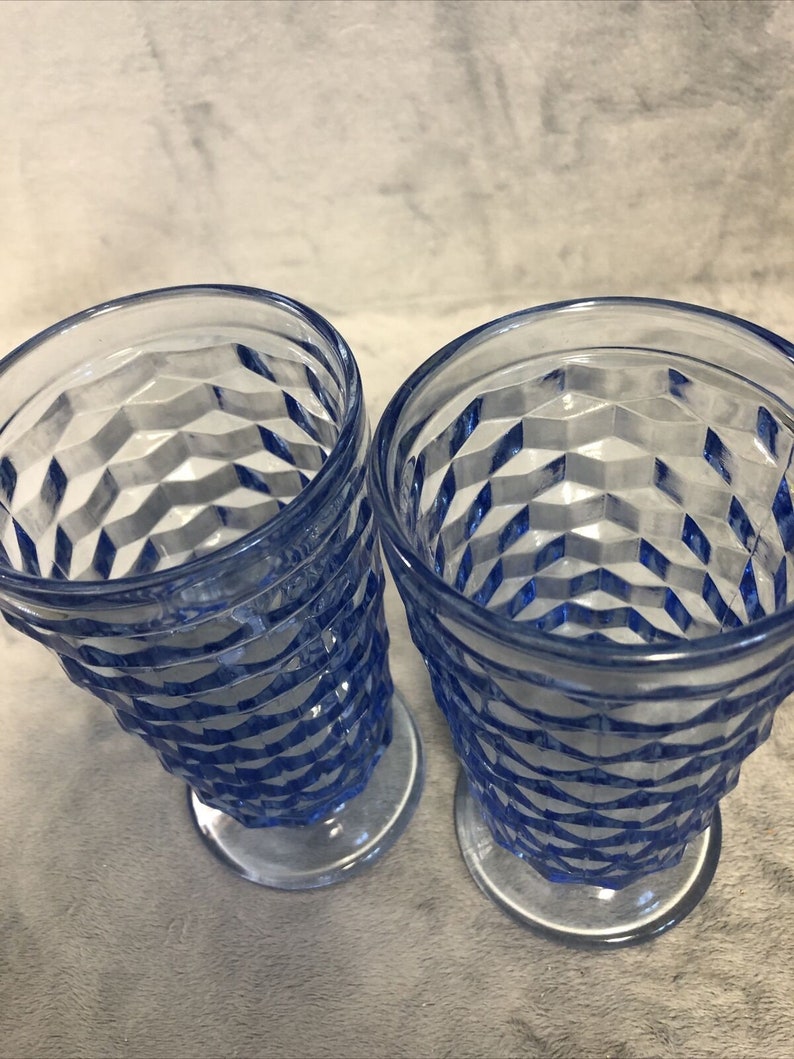 Lot Of 2 Whitehall Purple Tumbler Ice Tea Cubic Fostoria Indiana Colony Glass