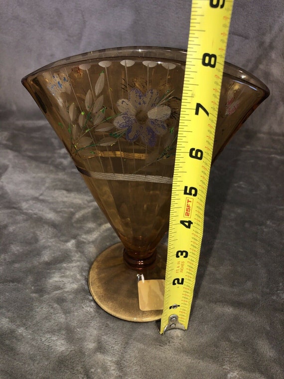 Collectible Glass Art & Collectibles Vintage Amber Depression Glass Fan