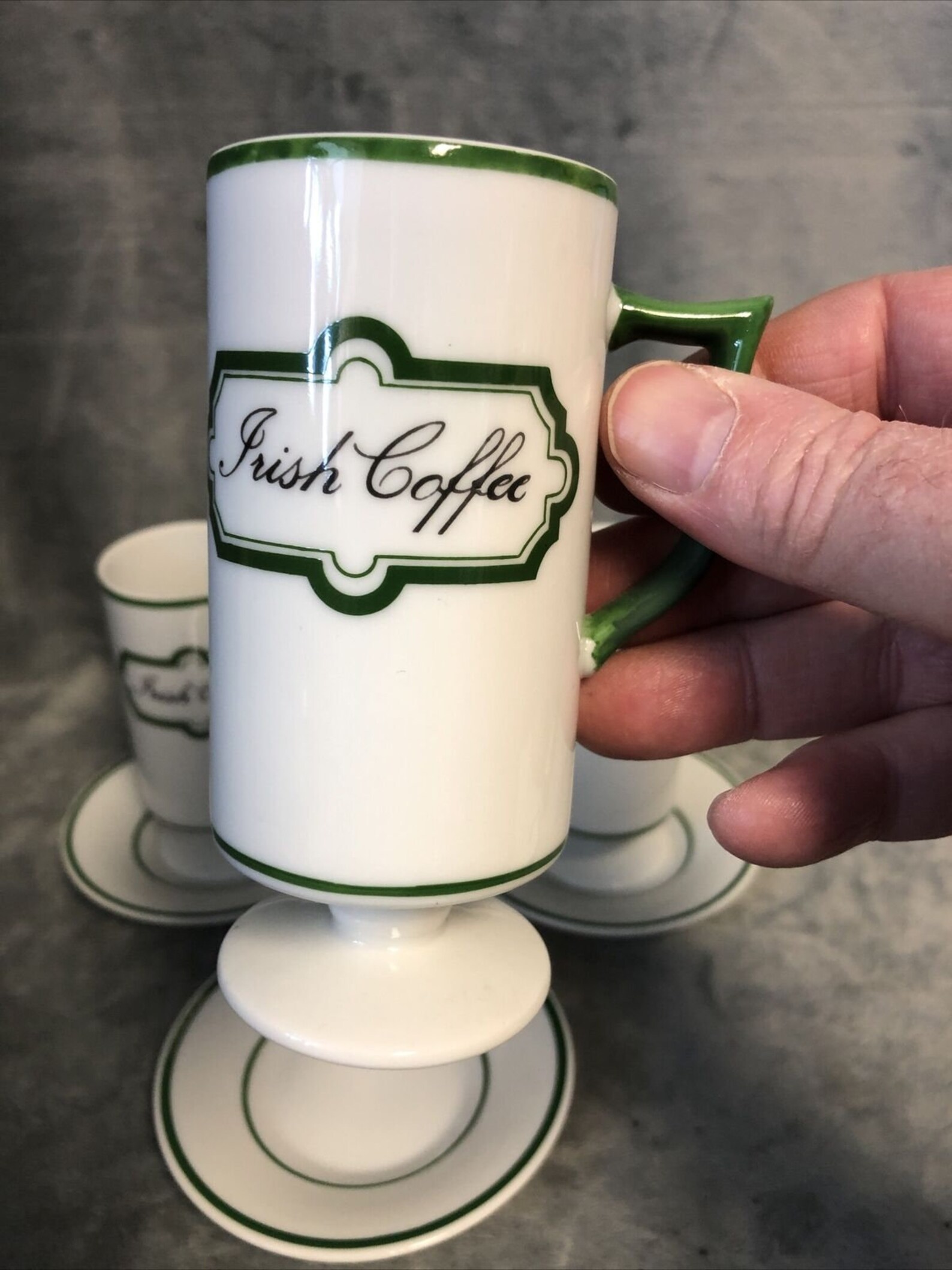 Vintage Irish Coffee Cups Mugs Footed Set of 3 With Saucers Etsy