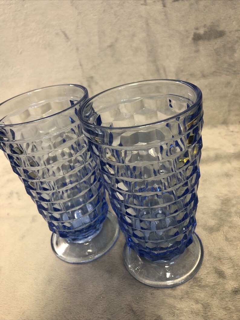 Lot Of 2 Whitehall Purple Tumbler Ice Tea Cubic Fostoria Indiana Colony Glass