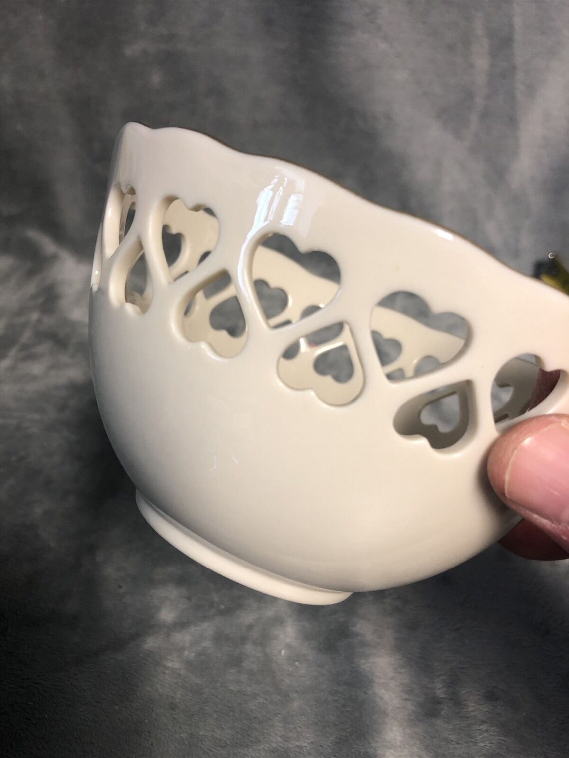 LENOX China Candy Nut Dish Gold Trim Heart Pierced Rose Footed Etsy