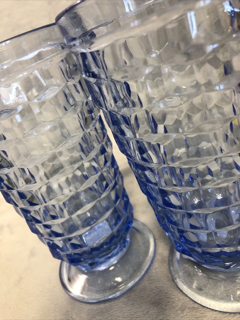 Lot Of 2 Whitehall Purple Tumbler Ice Tea Cubic Fostoria Indiana Colony Glass
