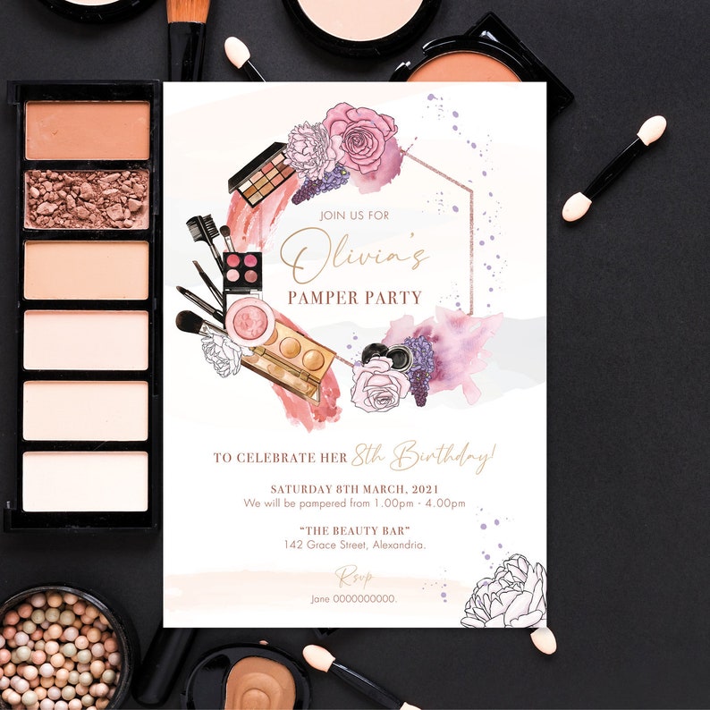 Invitaciones Beauty Pamper Party - 10 Tarjetas 148x105mm, Cartón 350g/m²