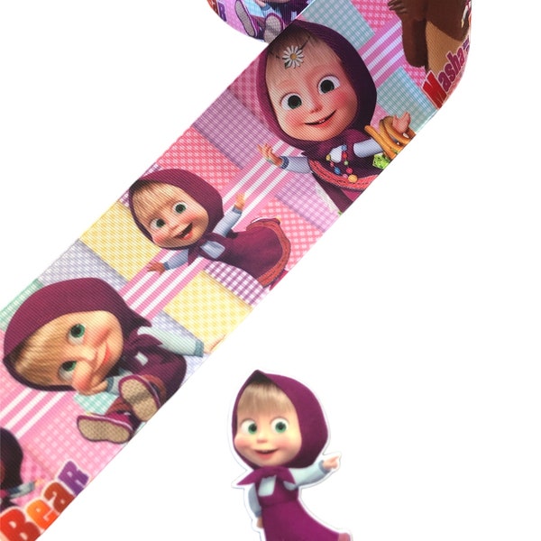 Craft supply Grosgrain Printed 3 inches Ribbon Masha and the bear