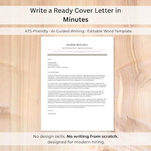 Cover Letter Template Word + AI Prompt | ATS-Friendly Cover Letter for Job Applications | Professional US Letter