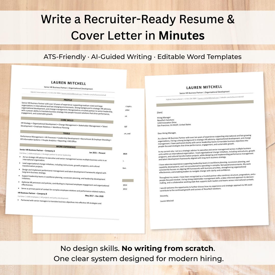Resume & Cover Letter Template Bundle – ATS Friendly Word Resume | AI ...