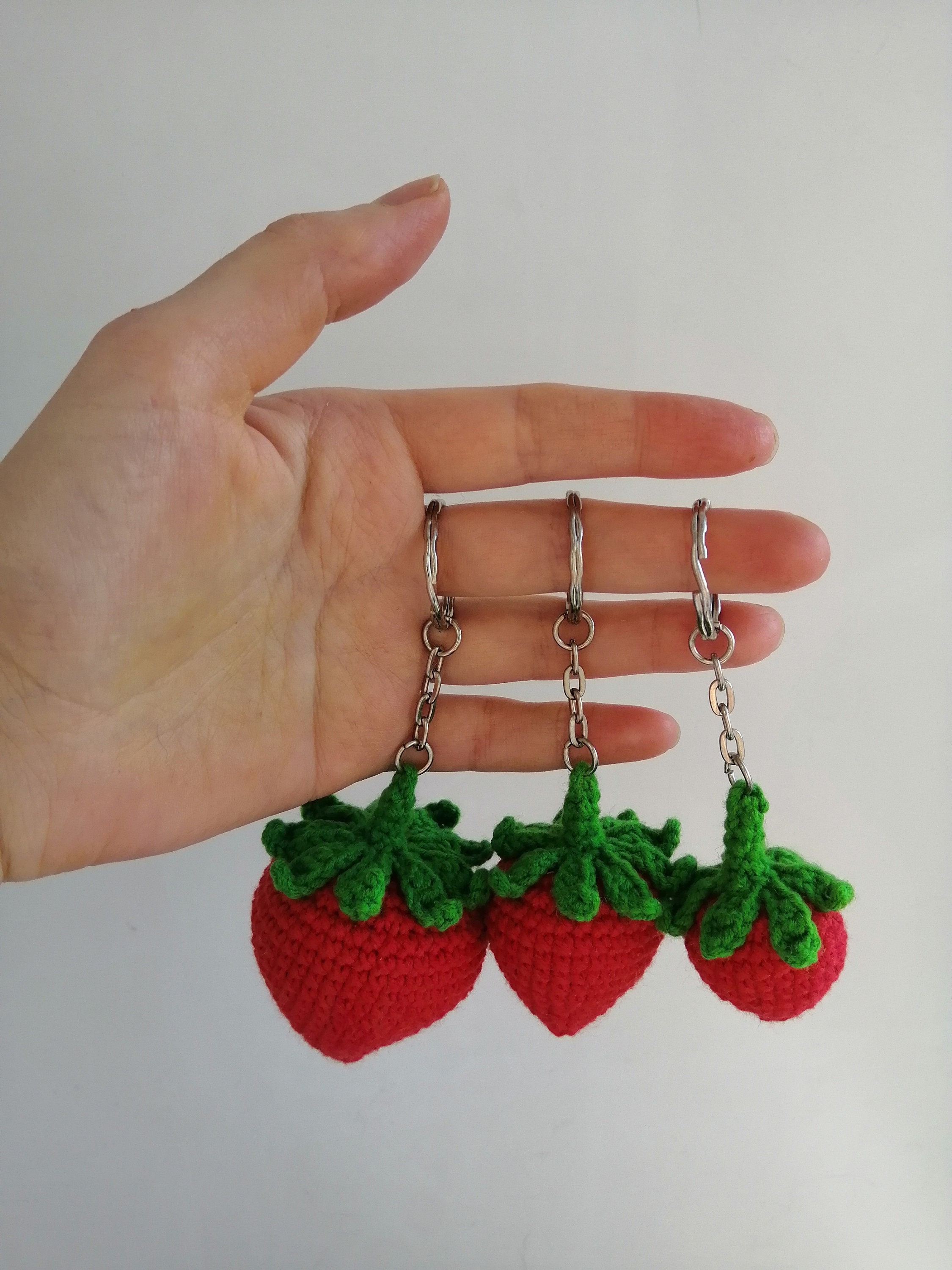 Strawberry keychain keychain for boyfriend plushie knitted Etsy
