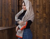 Gray Scarf Natural Linen Shawl Designer Scarf Fashion Scarf Head Scarf Summer Scarf Houndstooth Scarf Cowl Scarf Ladies Gift Retro Look Boho
