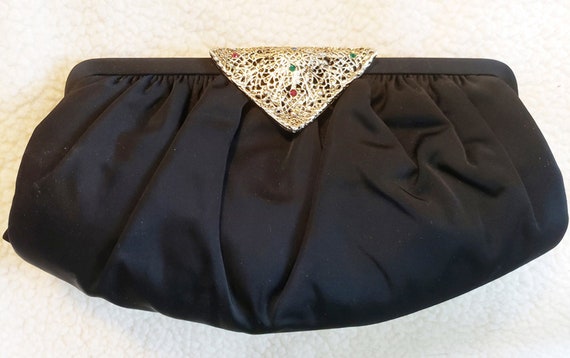 1950s Elegant Black Clutch Bag