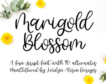 Marigold Blossom, Hand Lettered Elegant Script Font