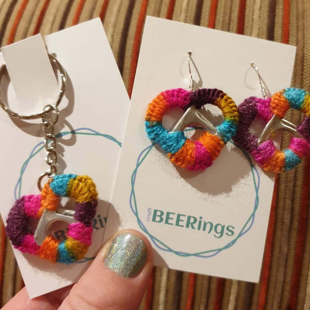 Funky Upcycled Heart Ringpull Earrings, Keyrings and Broach - Etsy UK