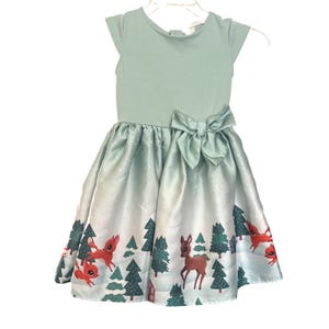 H&M Girls Dress With Reindeer Mint Green Cap Sleeve Bow Lined Size 6X-7 -  Etsy