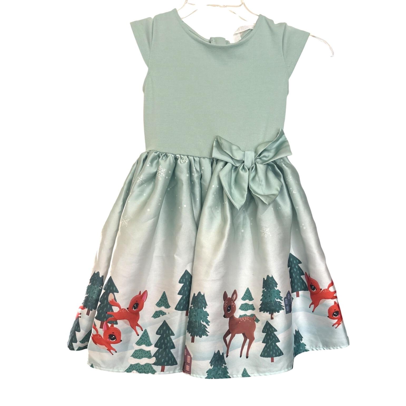Robe Verte Dentelle H&M Pour Petite Fille 2-3 Ans - Occasion Très Bon état - Manches Courtes