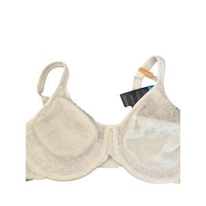 Bali Womens White Floral Lace 38DD Minimizer Bra Underwire Support Adjustable Straps