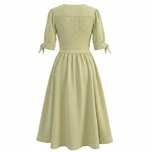 Free People Love Of My Life Midi Dress Med Lime Green Textured Cotton OB659932 image 3