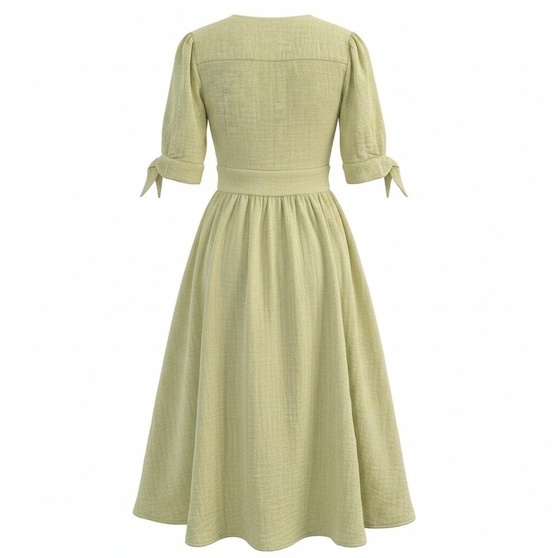 Free People Love Of My Life Midi Dress Med Lime Green Textured Cotton OB659932 image 3