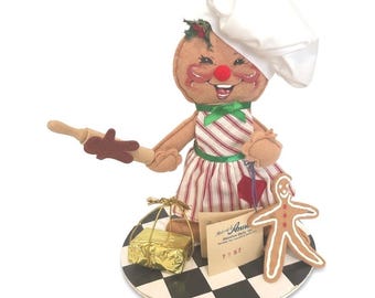 VTG Annalee Mobilitee 1998 Gingerbread Chef Baker Doll Christmas Decor 7297