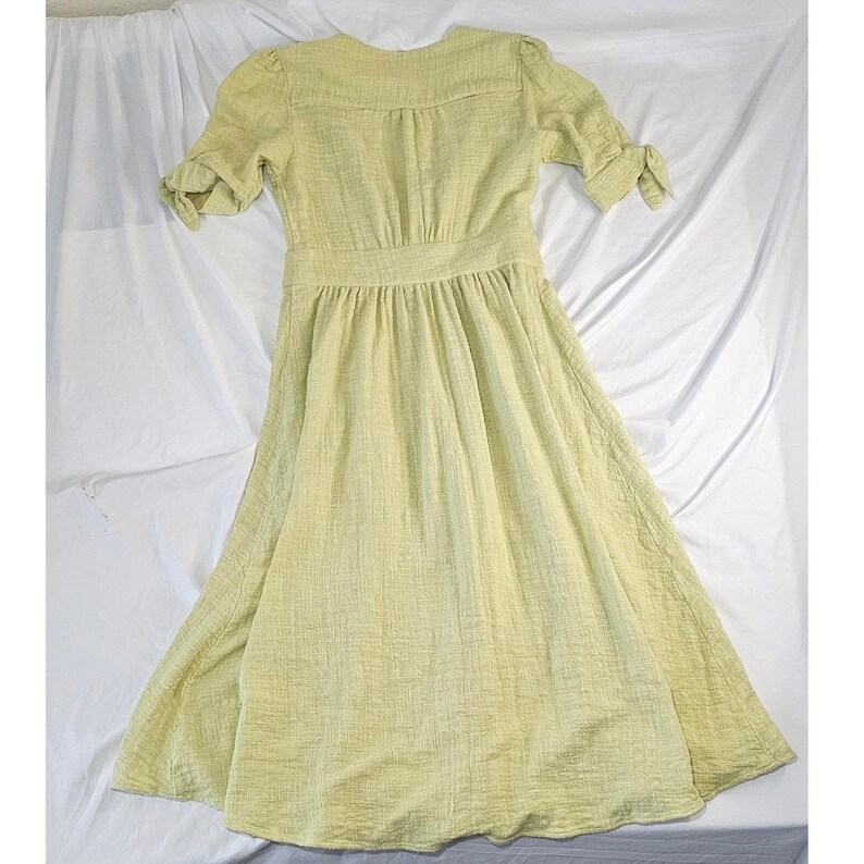 Free People Love Of My Life Midi Dress Med Lime Green Textured Cotton OB659932 image 4