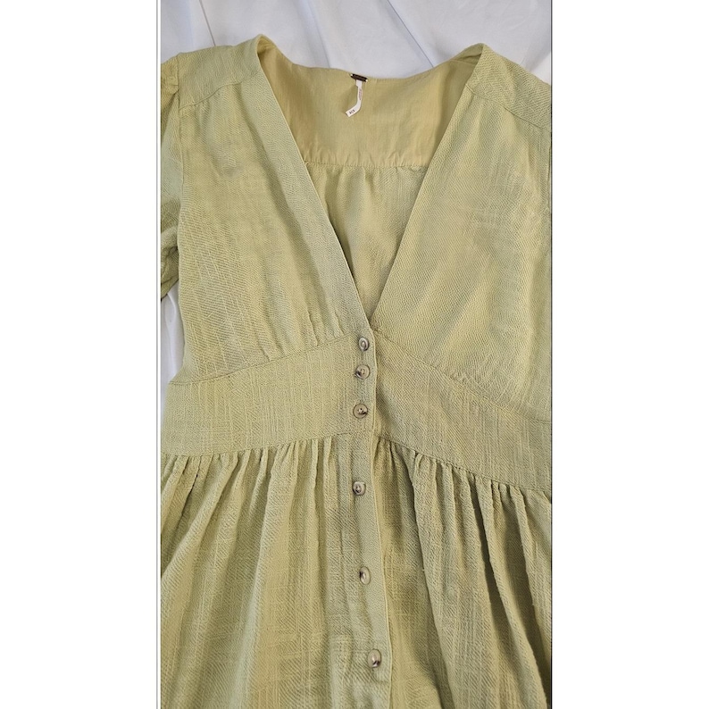 Free People Love Of My Life Midi Dress Med Lime Green Textured Cotton OB659932 image 5