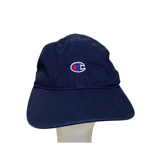 Champion Logo Navy Blue Adjustable Strapback Visor Baseball Cap
