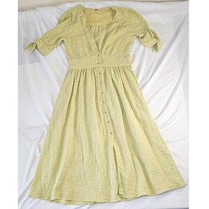 Free People Love Of My Life Midi Dress Med Lime Green Textured Cotton OB659932 image 2
