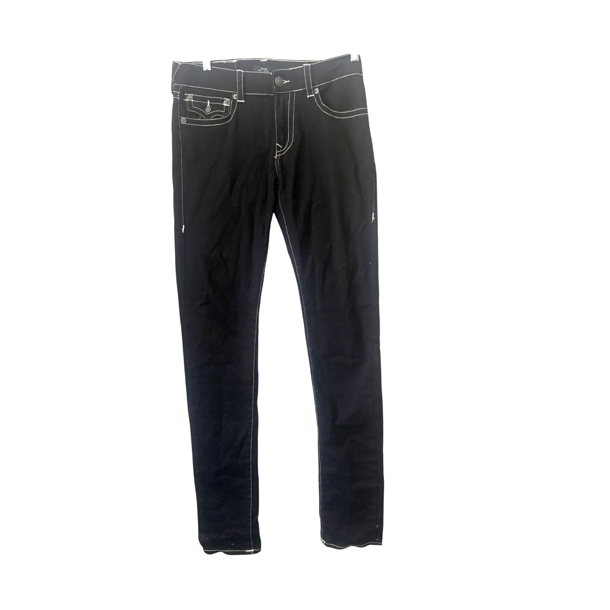 True Religion Black Skinny Jeans Womens Size 28 White Contrast