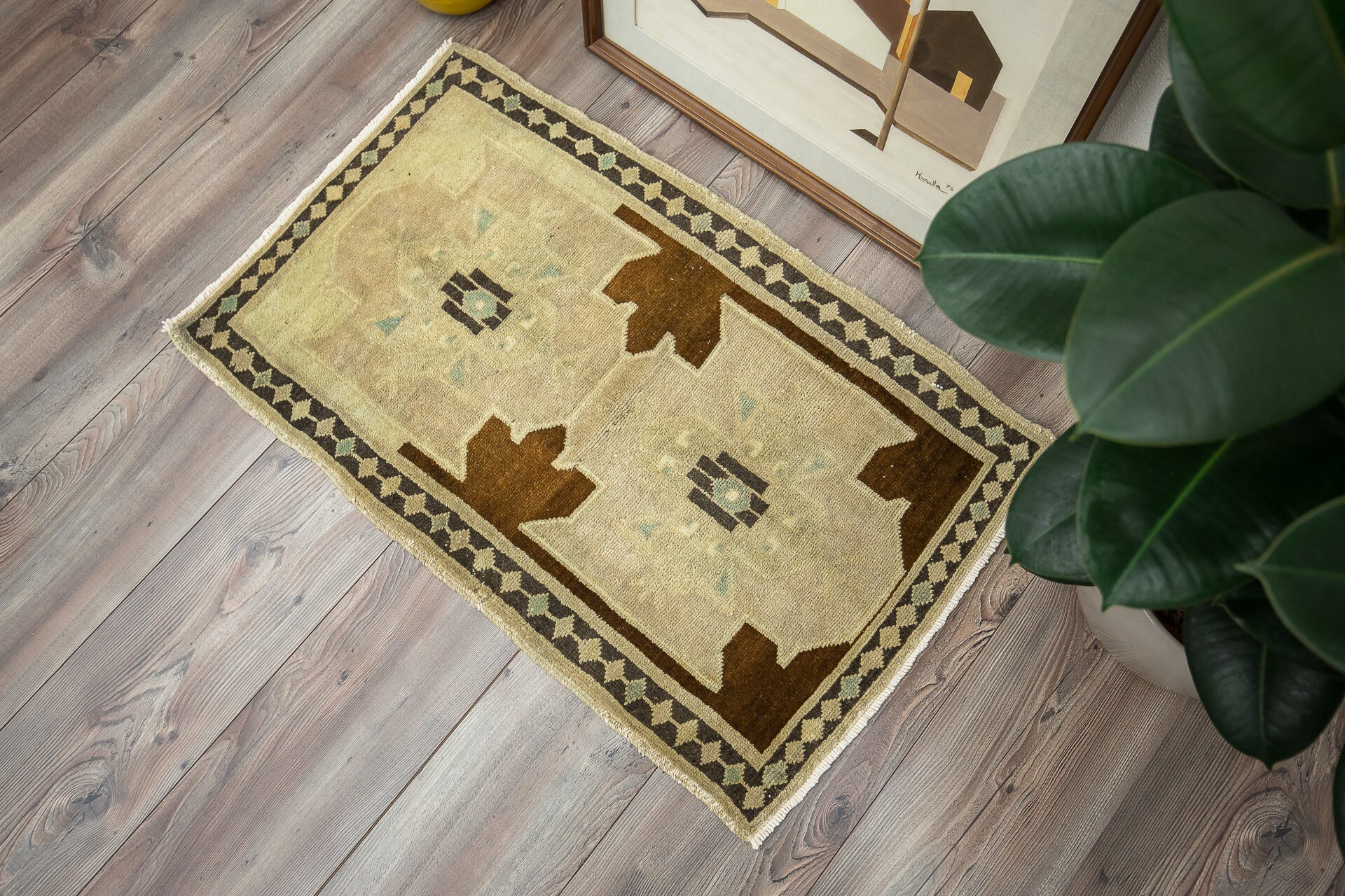 Small Turkish Rug Bedside Rug intage Oushak Rug Bedside Etsy