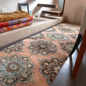 12 x 2.8 ft 366 x 88 cm Pastel Colors Rug, Bohemian Rug, Hallway Rug, Wool Rug, Corridor Rug, Kitchen Carpet, Anatolian Rug, Oushak Rug image 5