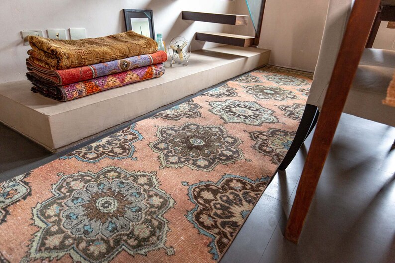 12 x 2.8 ft 366 x 88 cm Pastel Colors Rug, Bohemian Rug, Hallway Rug, Wool Rug, Corridor Rug, Kitchen Carpet, Anatolian Rug, Oushak Rug image 5