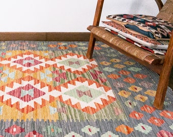 5,2 x 3,4 pi - 159 x 106 cm tapis afghan, tapis kilim afghan, tapis moderne, tapis contemporain, tapis kilim, tapis bohème, tapis persan, tapis turc