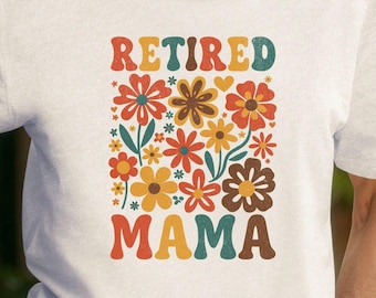 引退したママのための花柄Tシャツ | レトロフラワー引退記念