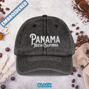 Geborduurde Panama Nueva California Vintage hoed Black