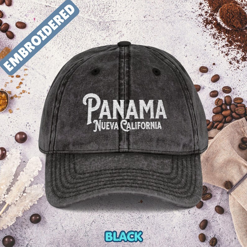 Geborduurde Panama Nueva California Vintage hoed Black