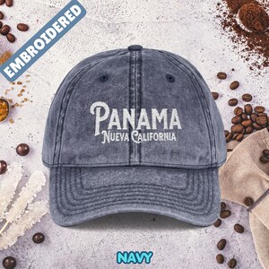 Geborduurde Panama Nueva California Vintage hoed Navy