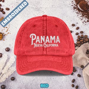 Geborduurde Panama Nueva California Vintage hoed Red