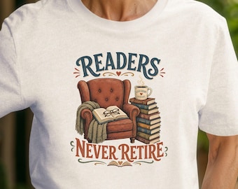 読書家は引退しないTシャツ、引退した読書好きへのギフト、コンフォートカラーズ読書Tシャツ