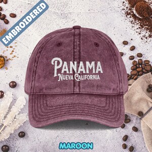 Geborduurde Panama Nueva California Vintage hoed Maroon
