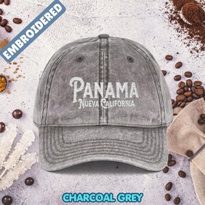 Geborduurde Panama Nueva California Vintage hoed Charcoal Grey