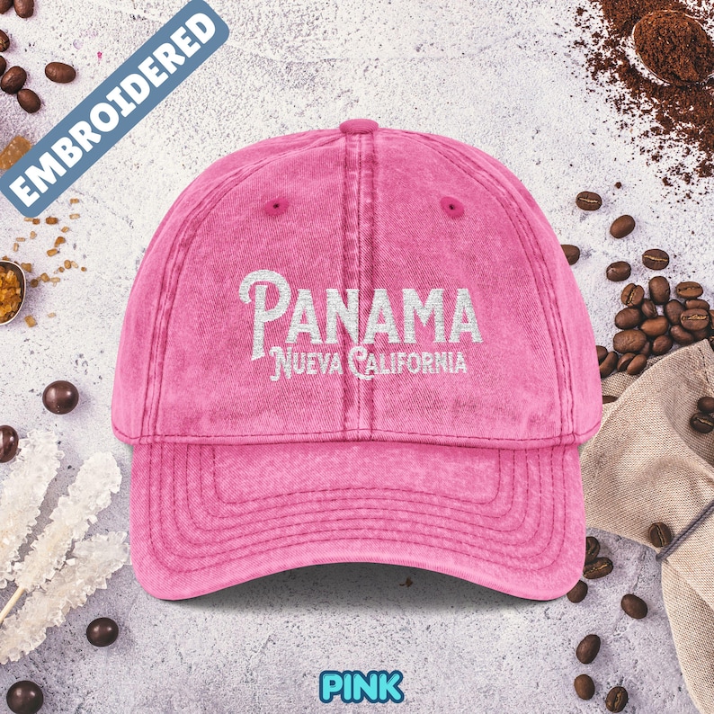 Geborduurde Panama Nueva California Vintage hoed Pink