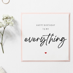 Personalised My Everything Birthday Card,  Unique birthday card, Birthday Card For Him, Simple Birthday Card, Girlfriend