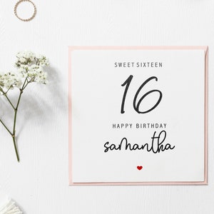 Personalised Sweet sixteen Happy 16th Birthday card, Brother Birthday Card, 15th Birthday Card, For her, For Him, 15 16 18