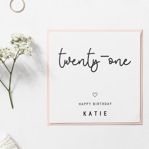 Personalised 21st Birthday, Birthday Card For Her, Card for 50th 60th 70th 80th 90th 40th birthday, Simple Birthday Card