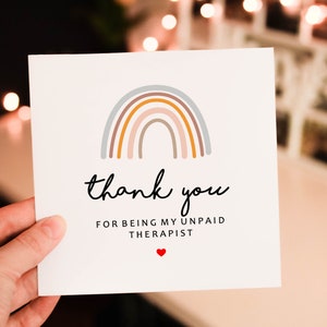 Personalised  Thank You Card, Thank you for being my upaid therapist, appreciation card, Thank You For Colleague , Simple Unique Card