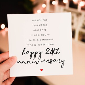 Personalised Romantic Anniversary card for Him, 24th wedding anniversary Card for Partner, husband or wife