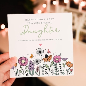 Personalised Floral To a very special Daughter on Mothers Day Card, Mothers day Card For Auntie, So proud of you amazing mumma you are