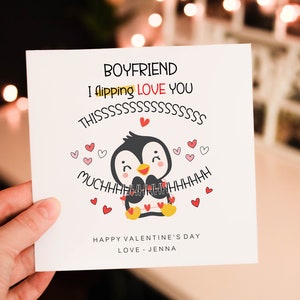 Boyfriend I flipping love you this much Romantic Valentines Day card for Him and Boyfriend, Cute Penguin card, card from Girlfriend
