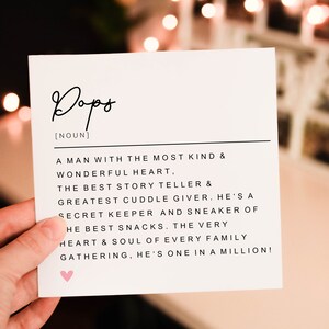 Definition Pops Fathers day Card, Father Love From Grandkids,  Card From baby, Deifinition Fathers day gift for Poppy