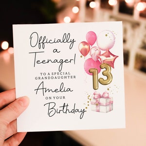 Officially a Teenager 13th Birthday Card, Any Age, Any Name, Happy 13th Birthday, Teens Birthday Card For Him, For Her, Daughter, Son, Niece